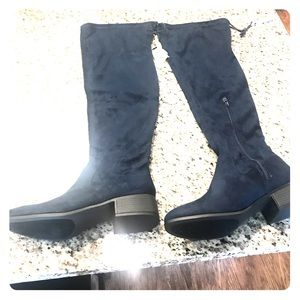 Over the knee suede blue boots